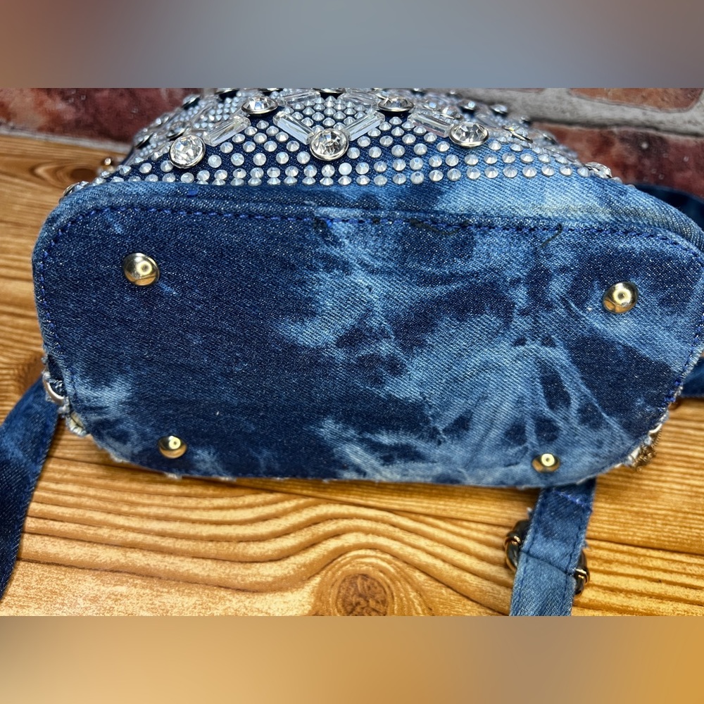 Denim & Rhinestone Handbag - Picture 9 of 14